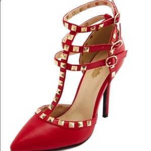 Red RockStud Heels 👠